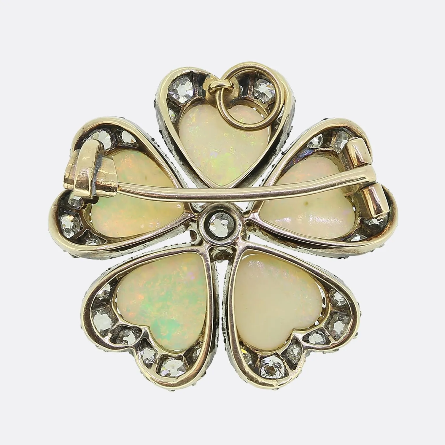 Victorian Opal and Diamond Brooch Pendant