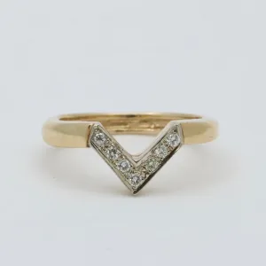 Vintage 14K Gold and Diamond V Band, Ring Jacket