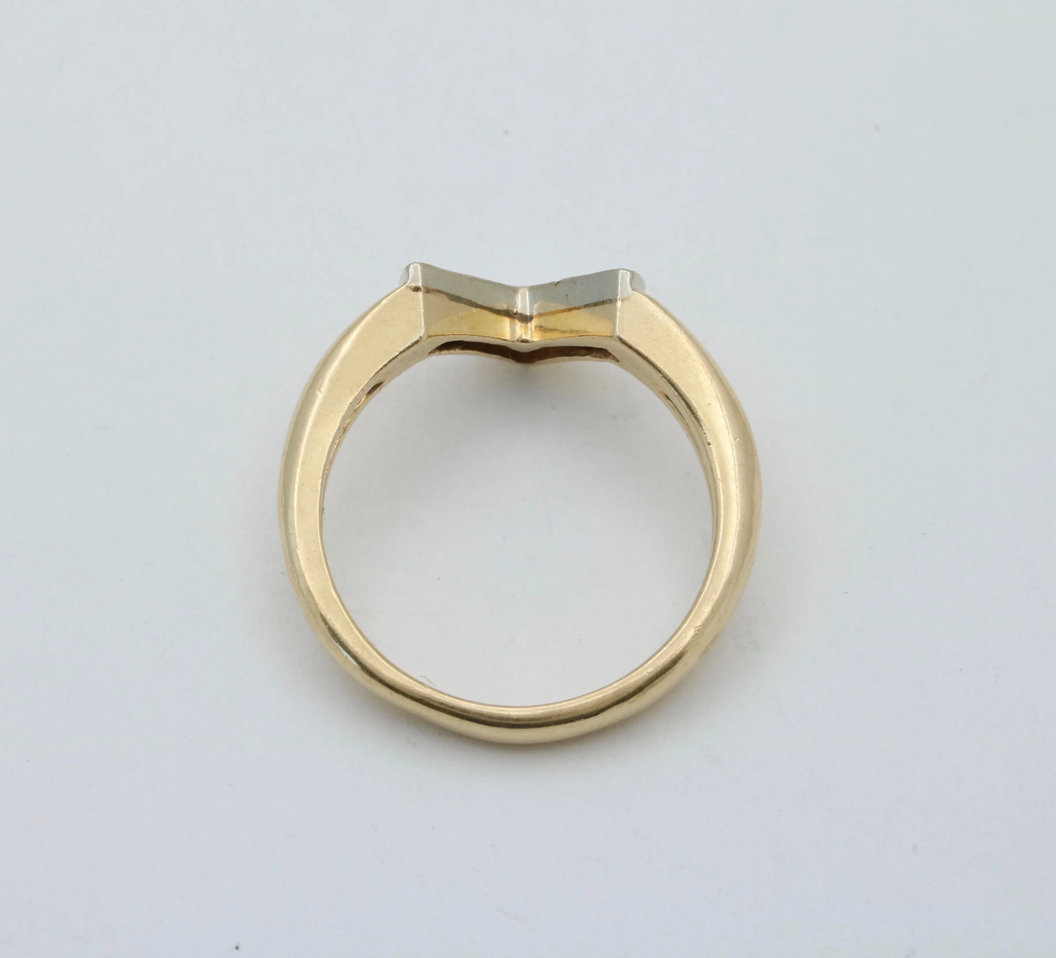Vintage 14K Gold and Diamond V Band, Ring Jacket