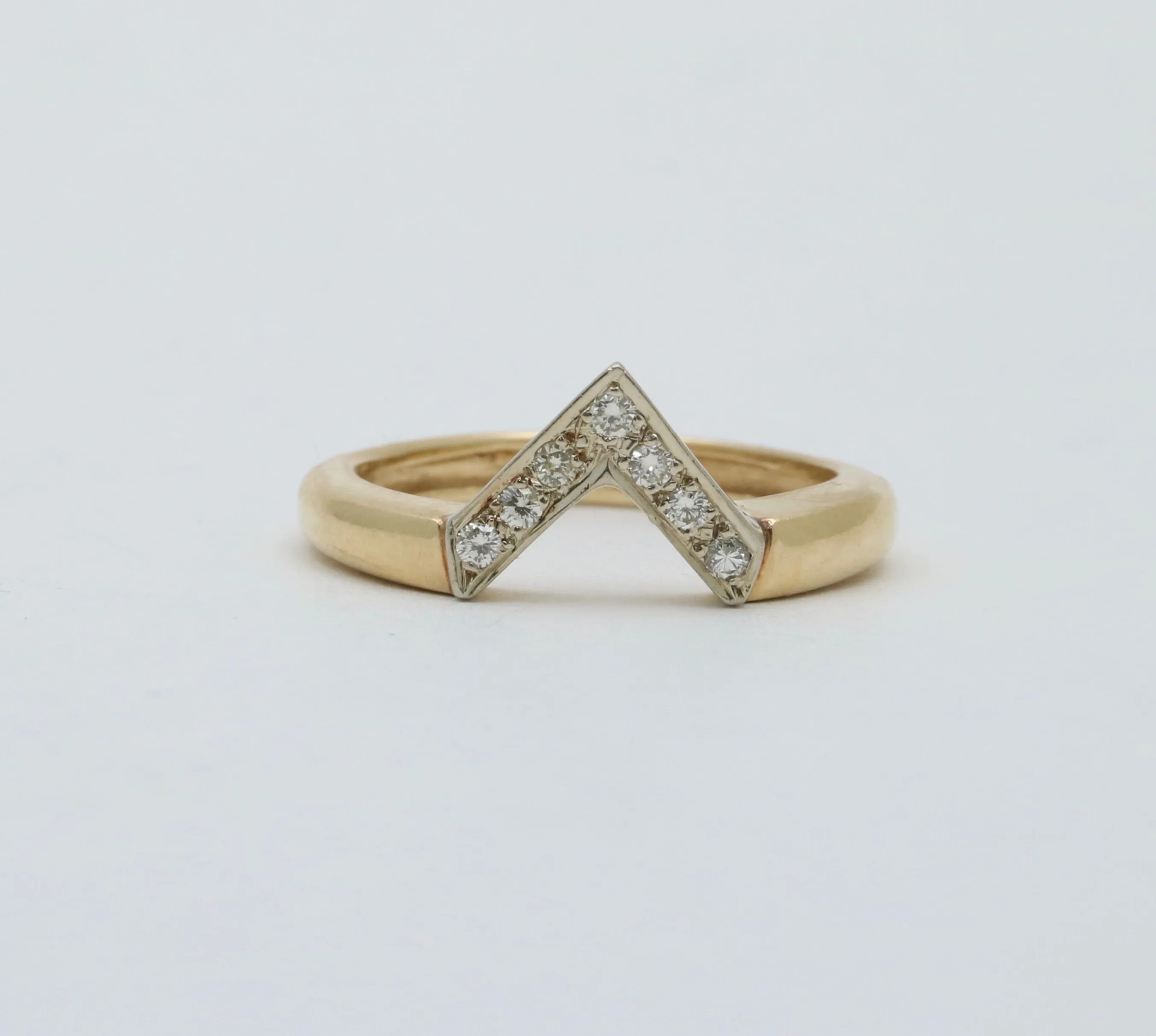 Vintage 14K Gold and Diamond V Band, Ring Jacket