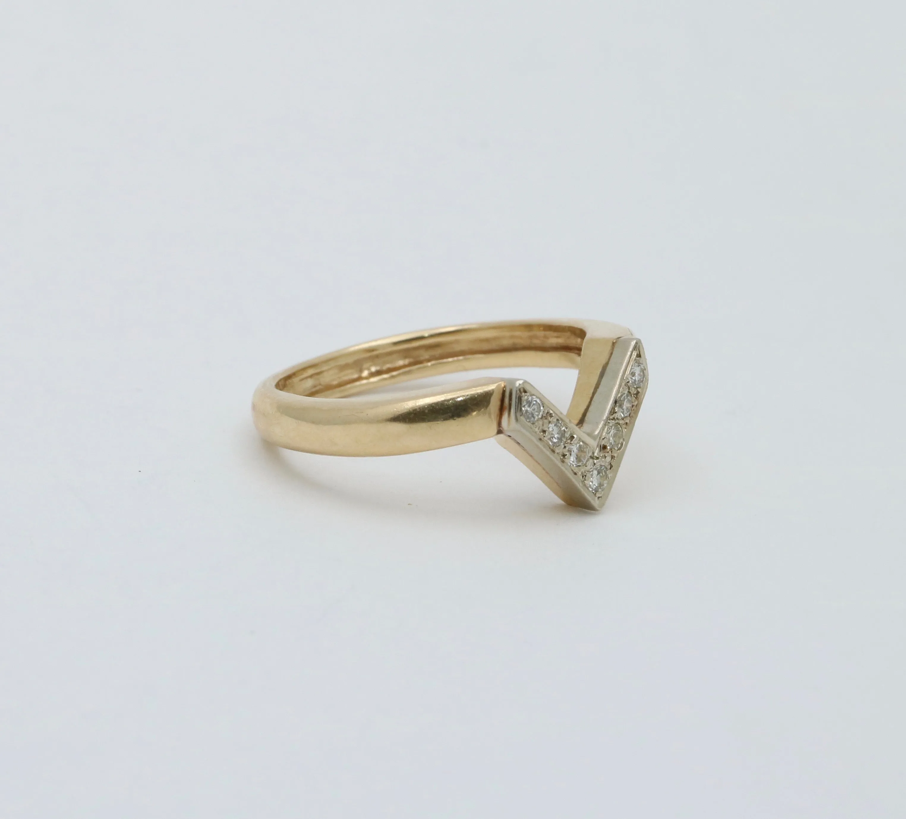Vintage 14K Gold and Diamond V Band, Ring Jacket
