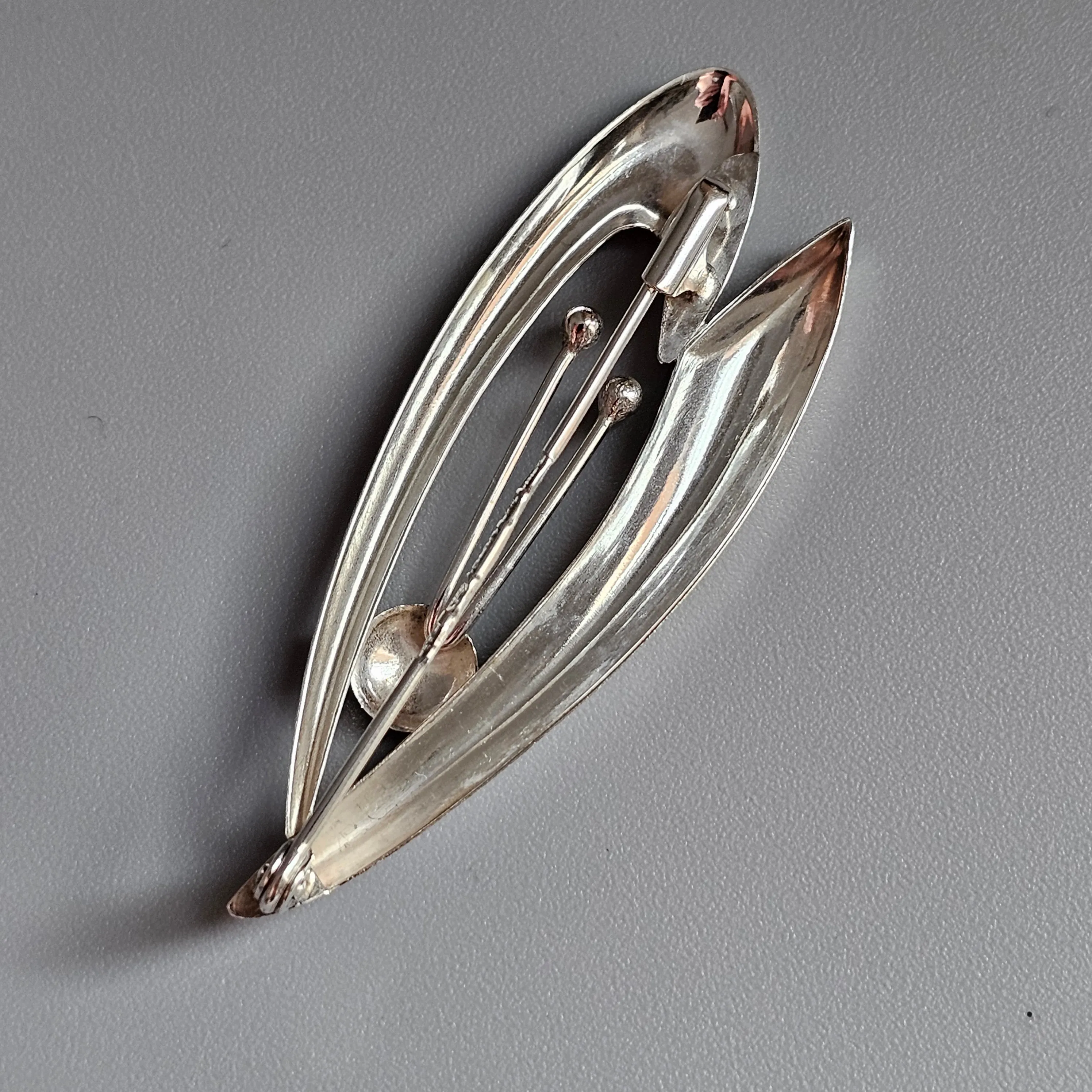 Vintage 1960s Finnish Modernist Silver Flower Brooch by Kultaseppä Salovaara 1965