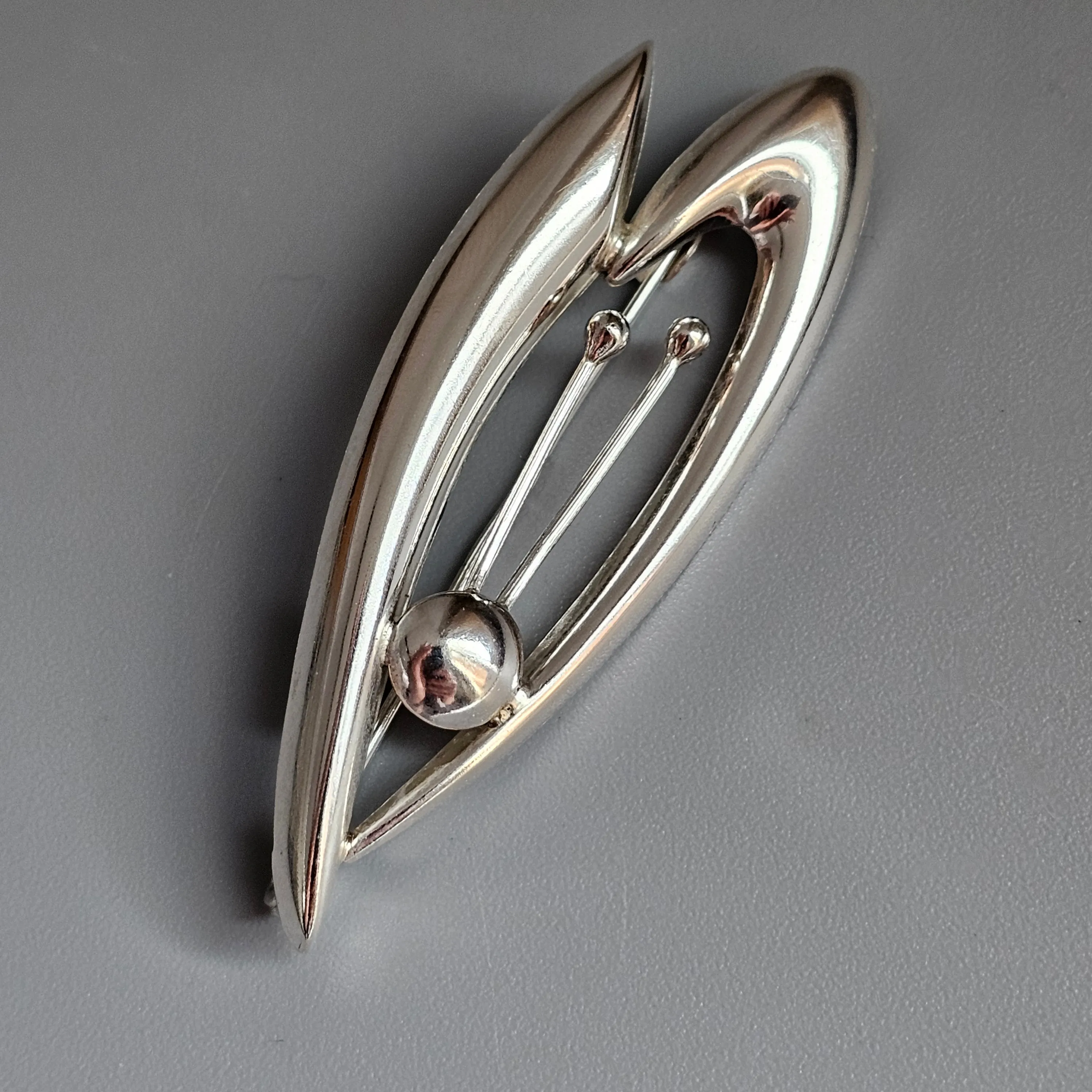 Vintage 1960s Finnish Modernist Silver Flower Brooch by Kultaseppä Salovaara 1965