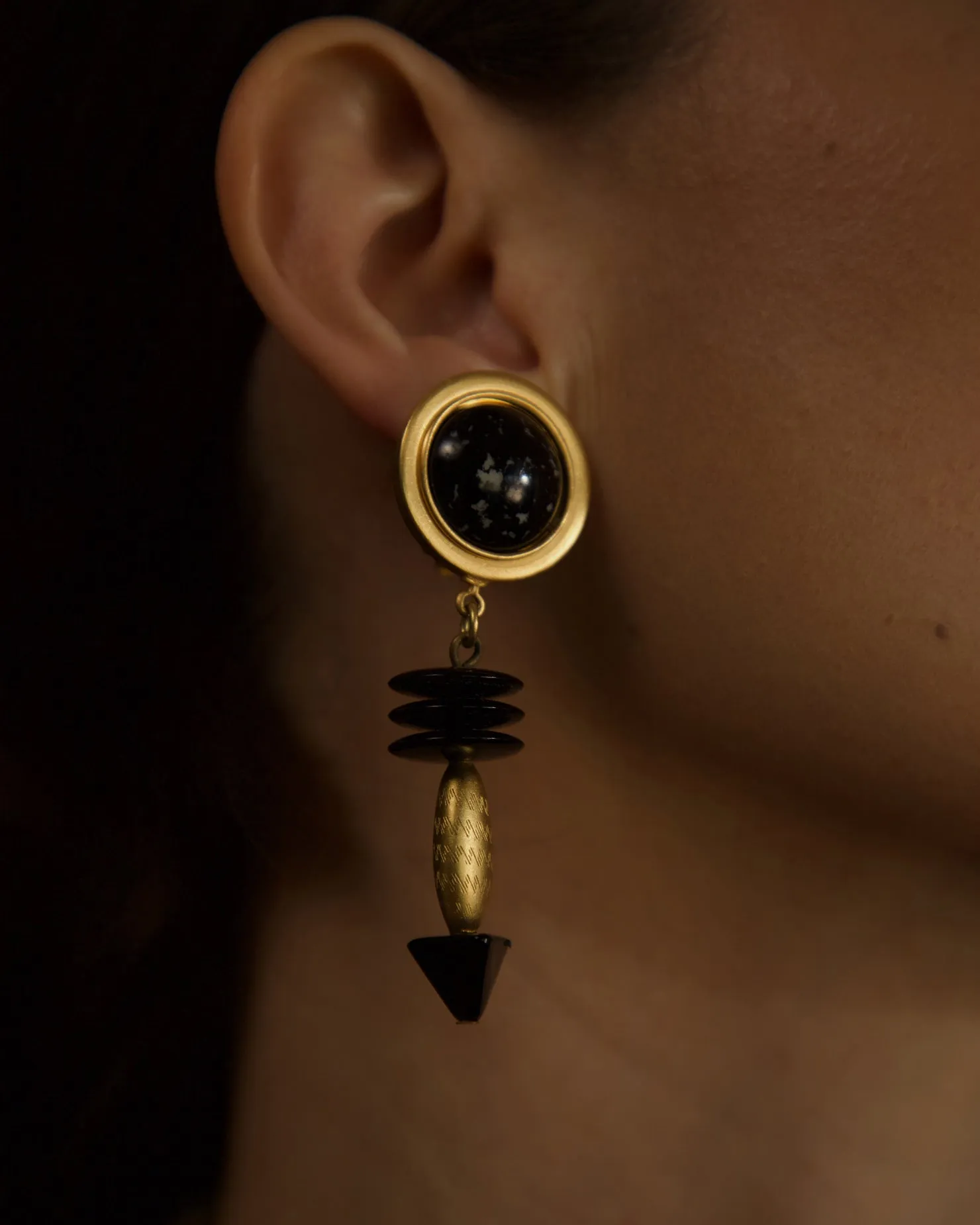 Vintage Black Cab Drop Earrings