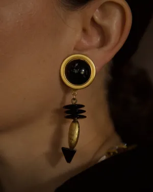 Vintage Black Cab Drop Earrings
