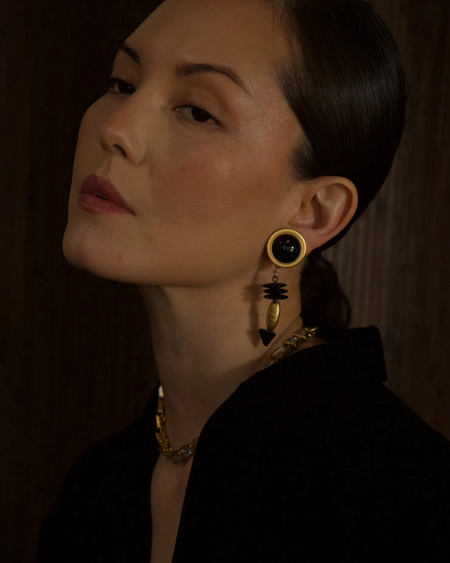 Vintage Black Cab Drop Earrings