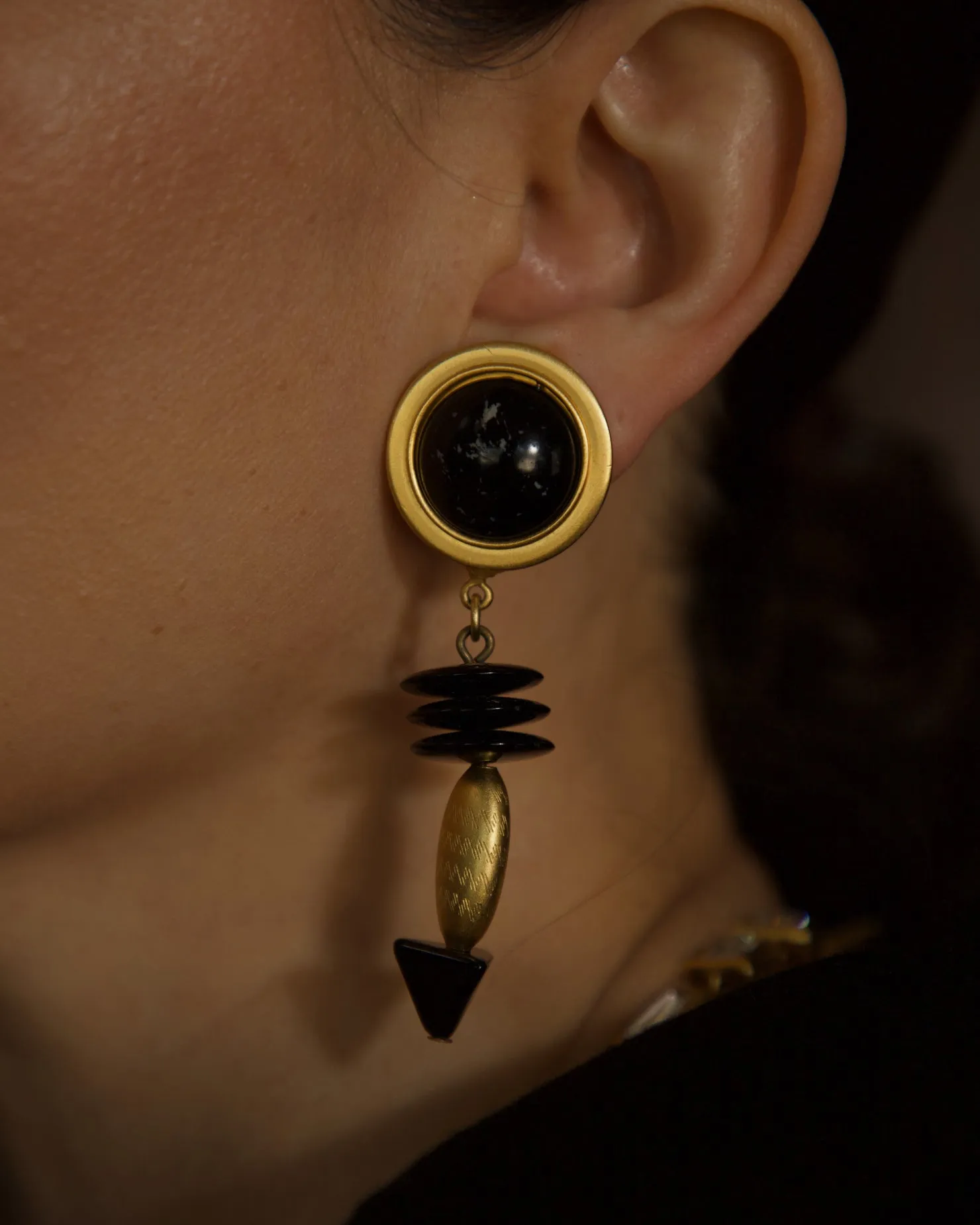 Vintage Black Cab Drop Earrings