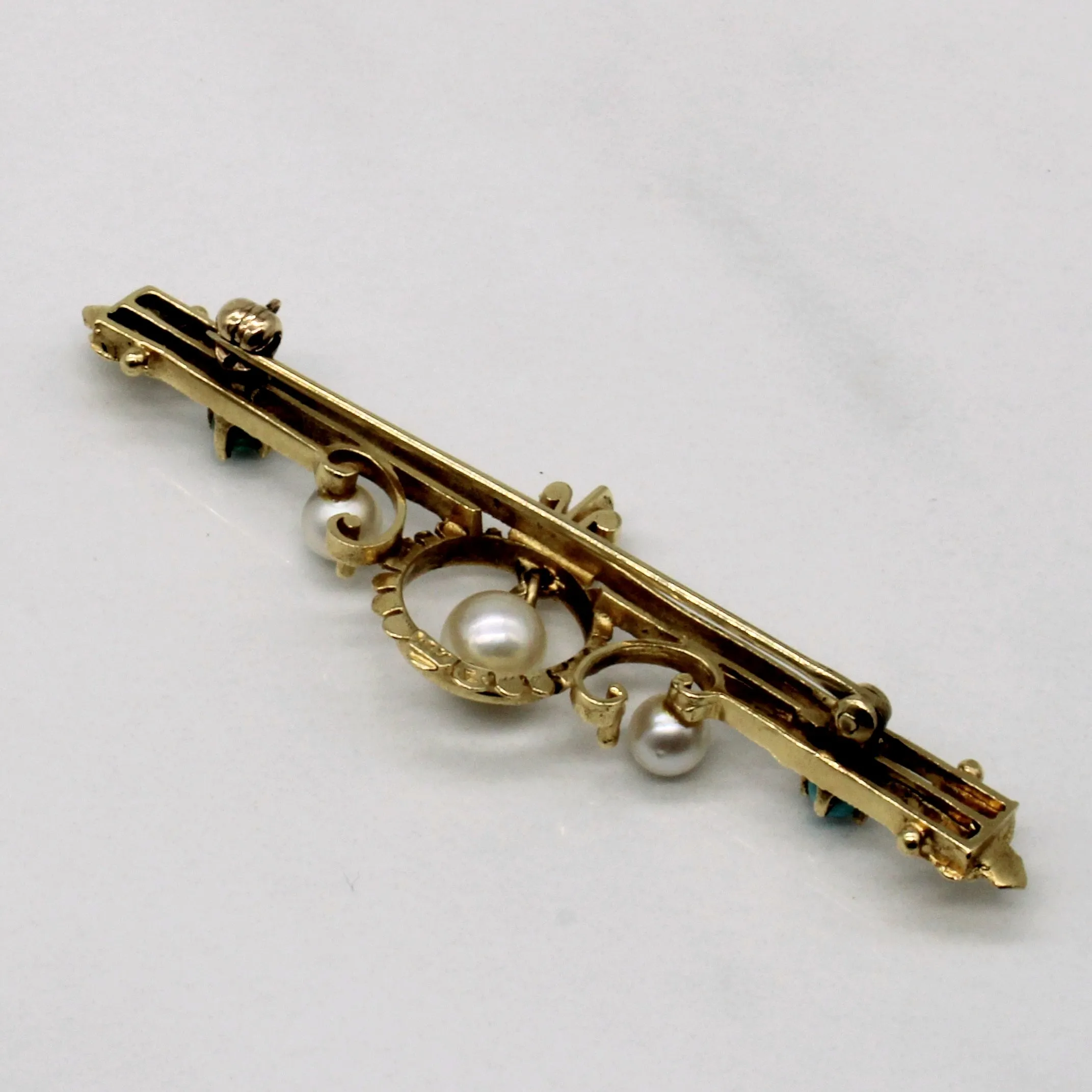 Vintage Chrysocolla & Pearl Brooch | 0.25ctw |