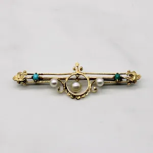 Vintage Chrysocolla & Pearl Brooch | 0.25ctw |