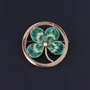 Vintage Clover Brooch of 14k Gold