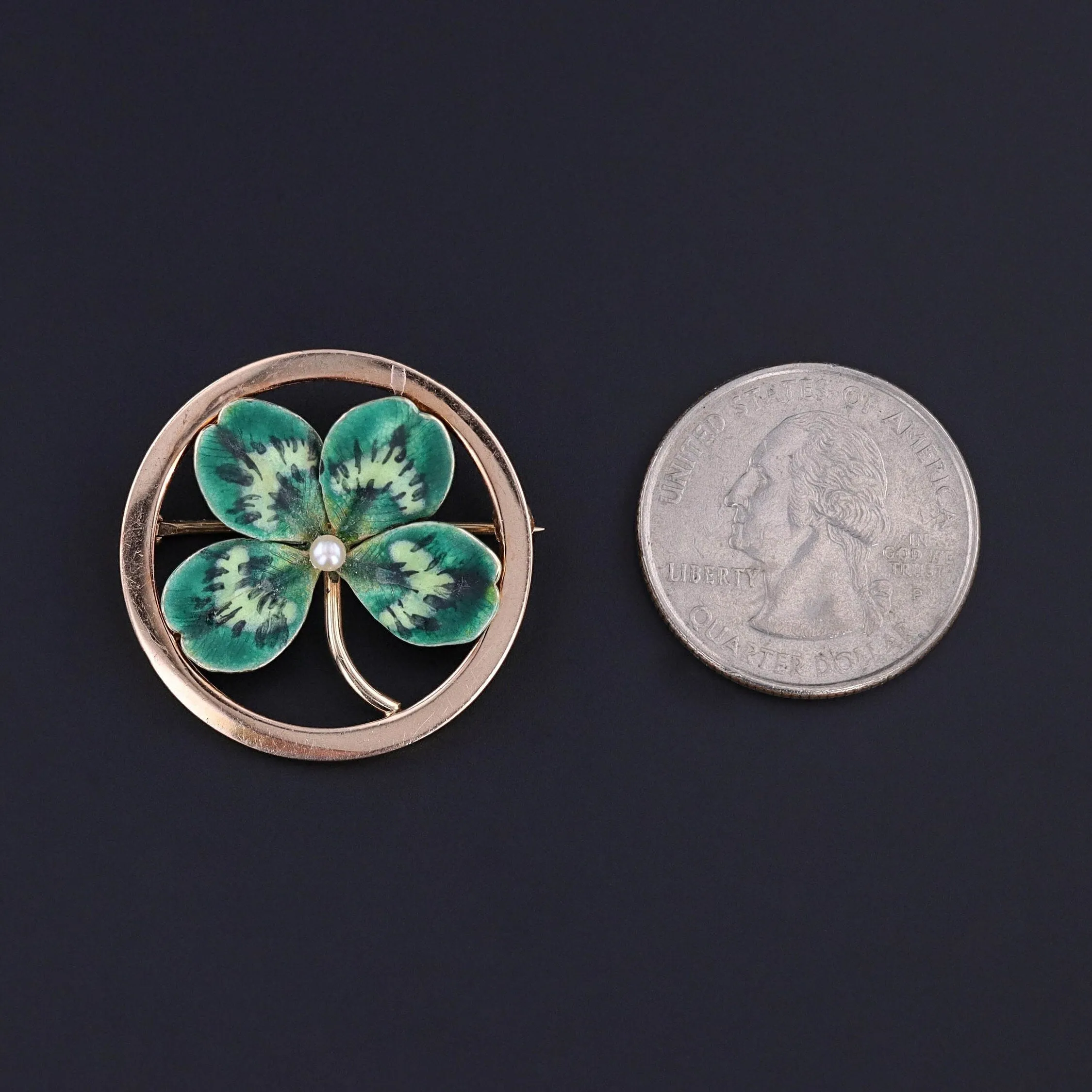 Vintage Clover Brooch of 14k Gold