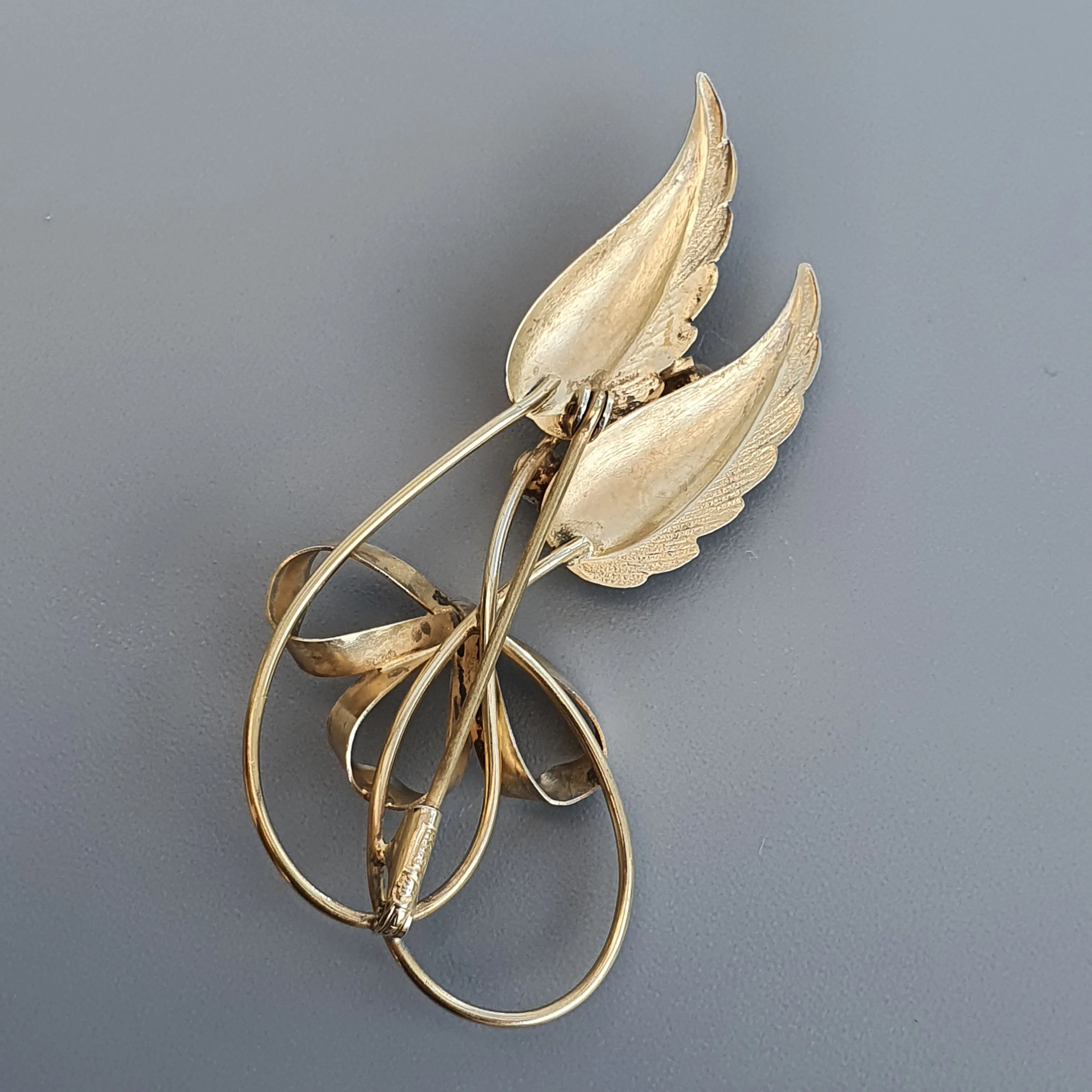 Vintage Elis Kauppi Kupittaan Kulta Silver & Glass Paste Flower Brooch