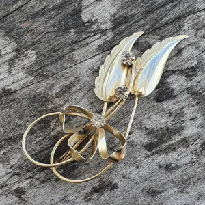 Vintage Elis Kauppi Kupittaan Kulta Silver & Glass Paste Flower Brooch
