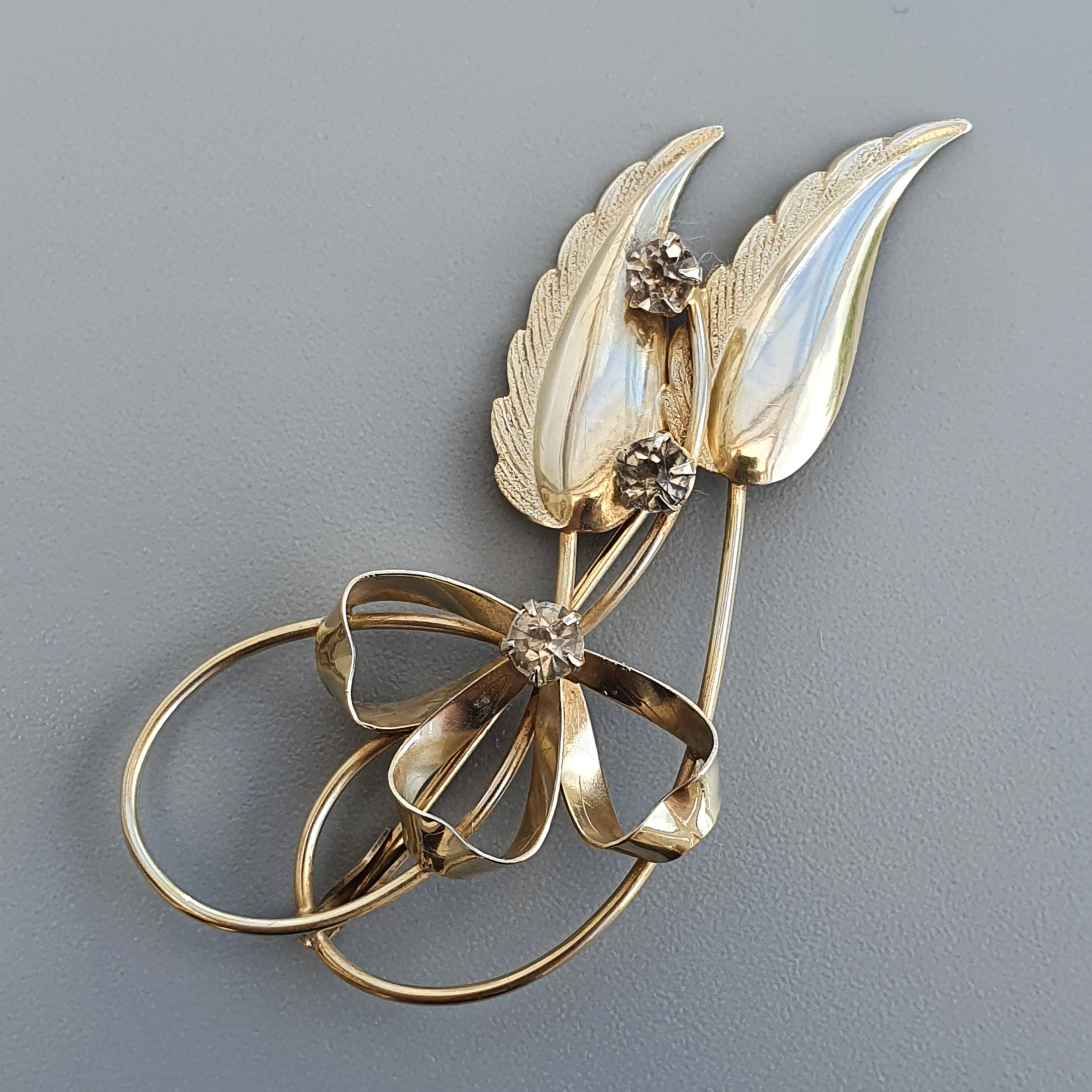 Vintage Elis Kauppi Kupittaan Kulta Silver & Glass Paste Flower Brooch