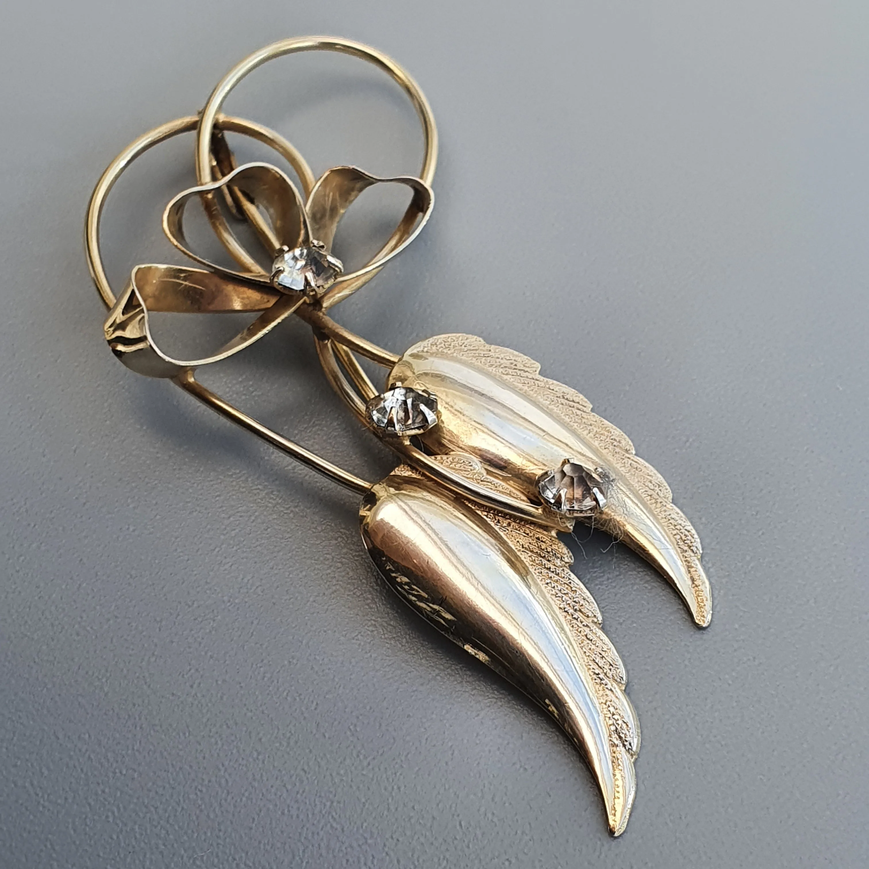 Vintage Elis Kauppi Kupittaan Kulta Silver & Glass Paste Flower Brooch