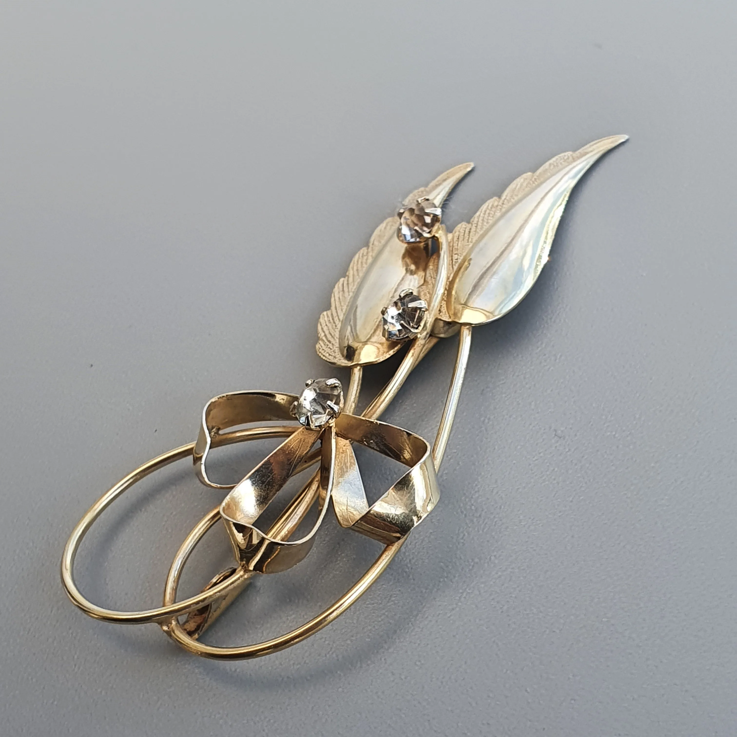 Vintage Elis Kauppi Kupittaan Kulta Silver & Glass Paste Flower Brooch
