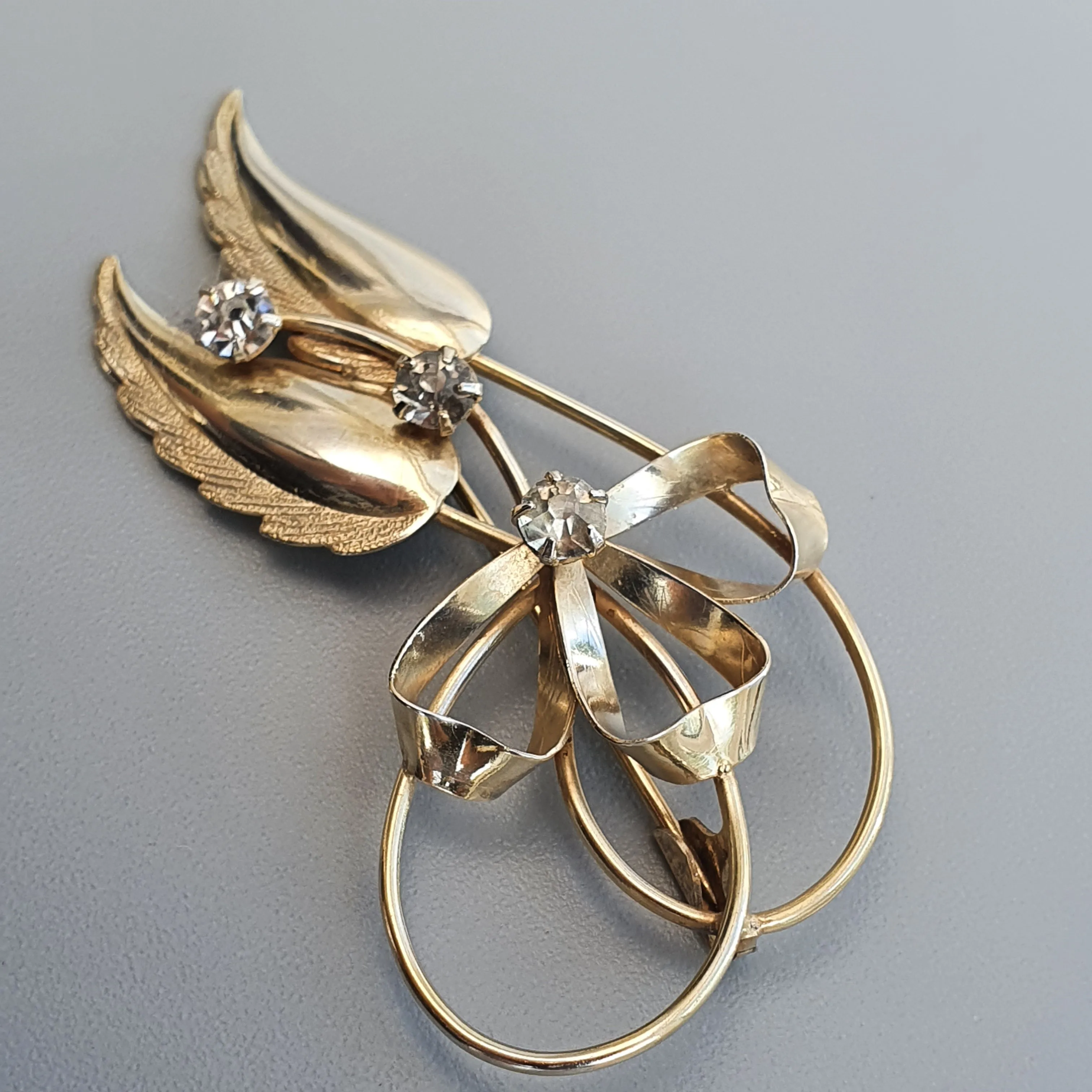 Vintage Elis Kauppi Kupittaan Kulta Silver & Glass Paste Flower Brooch