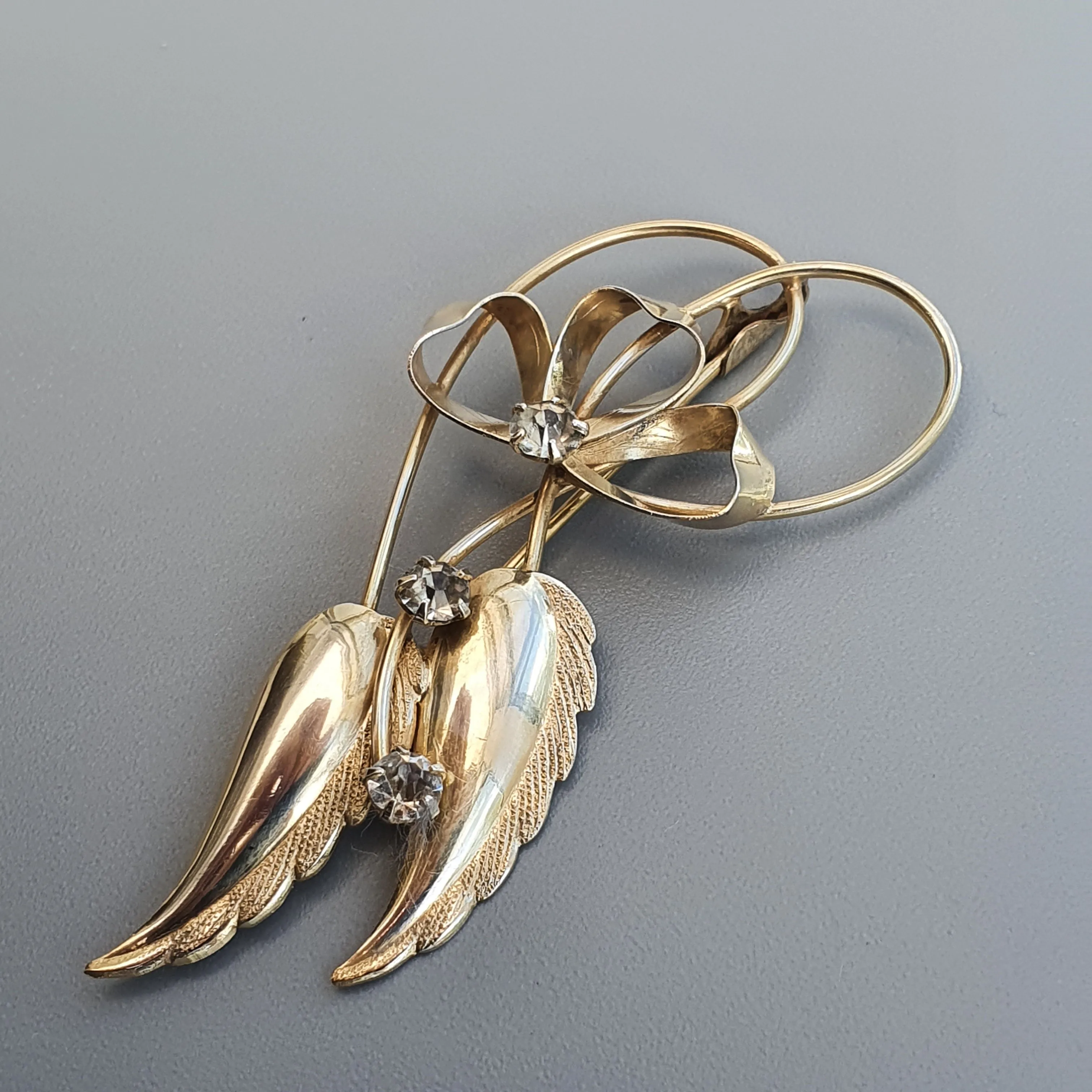 Vintage Elis Kauppi Kupittaan Kulta Silver & Glass Paste Flower Brooch