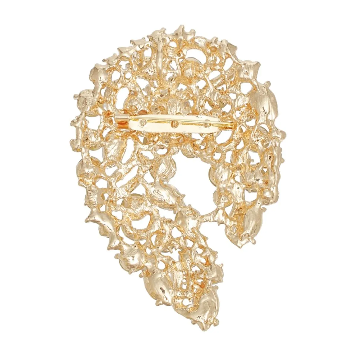 Vintage-Inspired Gold-Tone Rhinestone Crystal Brooch Pin