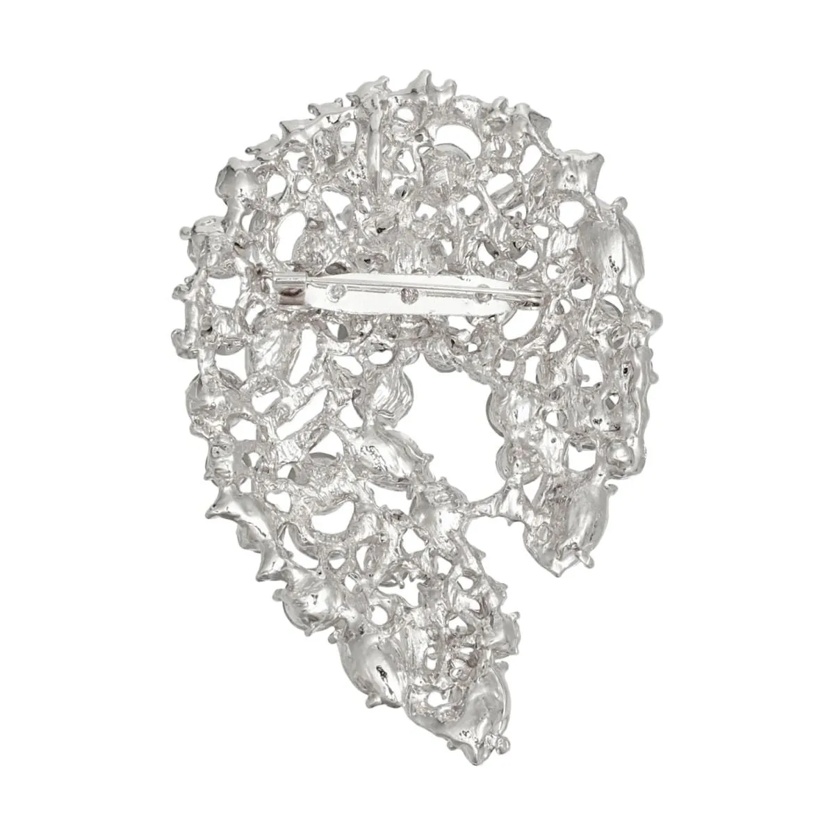 Vintage-Inspired Silver-Tone Rhinestone Crystal Brooch Pin