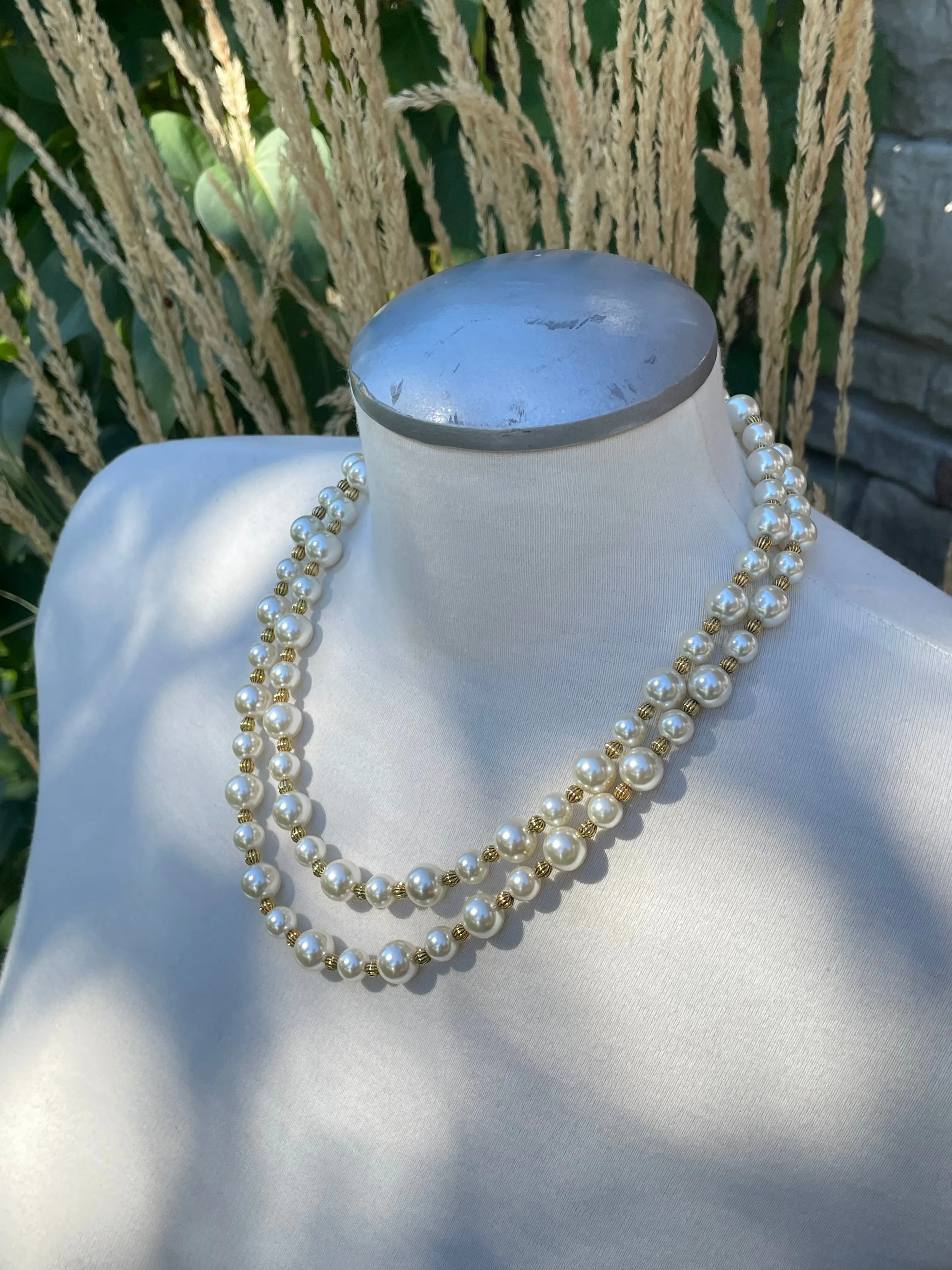 Vintage JKB Double Strand Pearl Necklace by Camrose and Cross