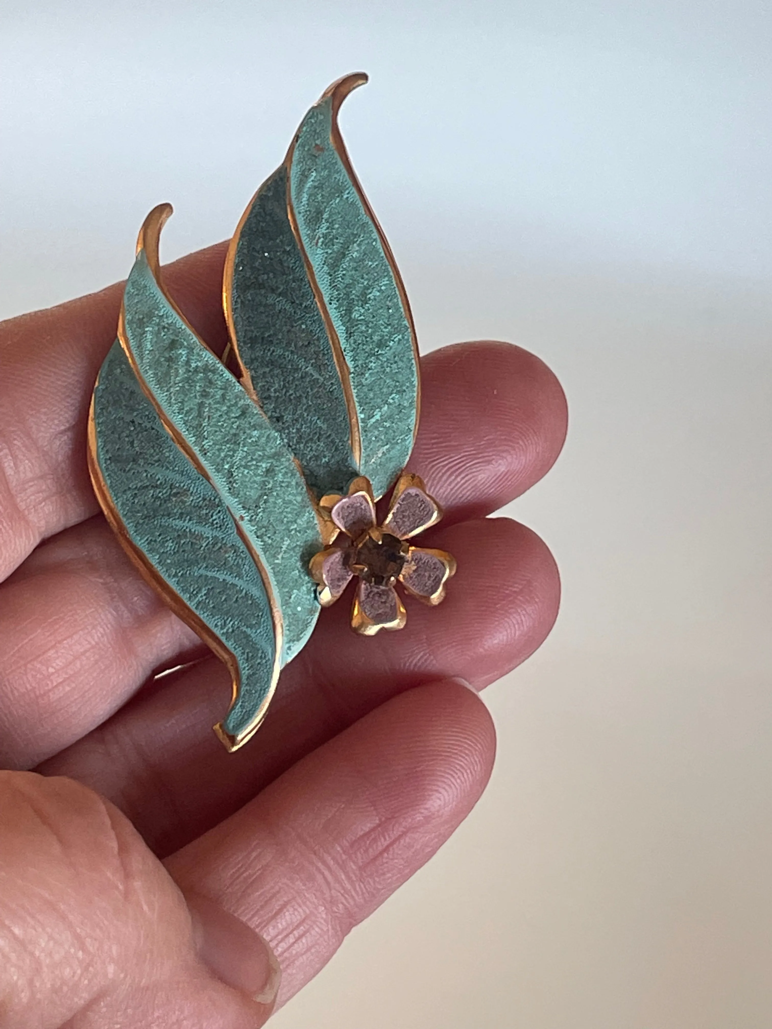 Vintage Leaf and Flower Brooch