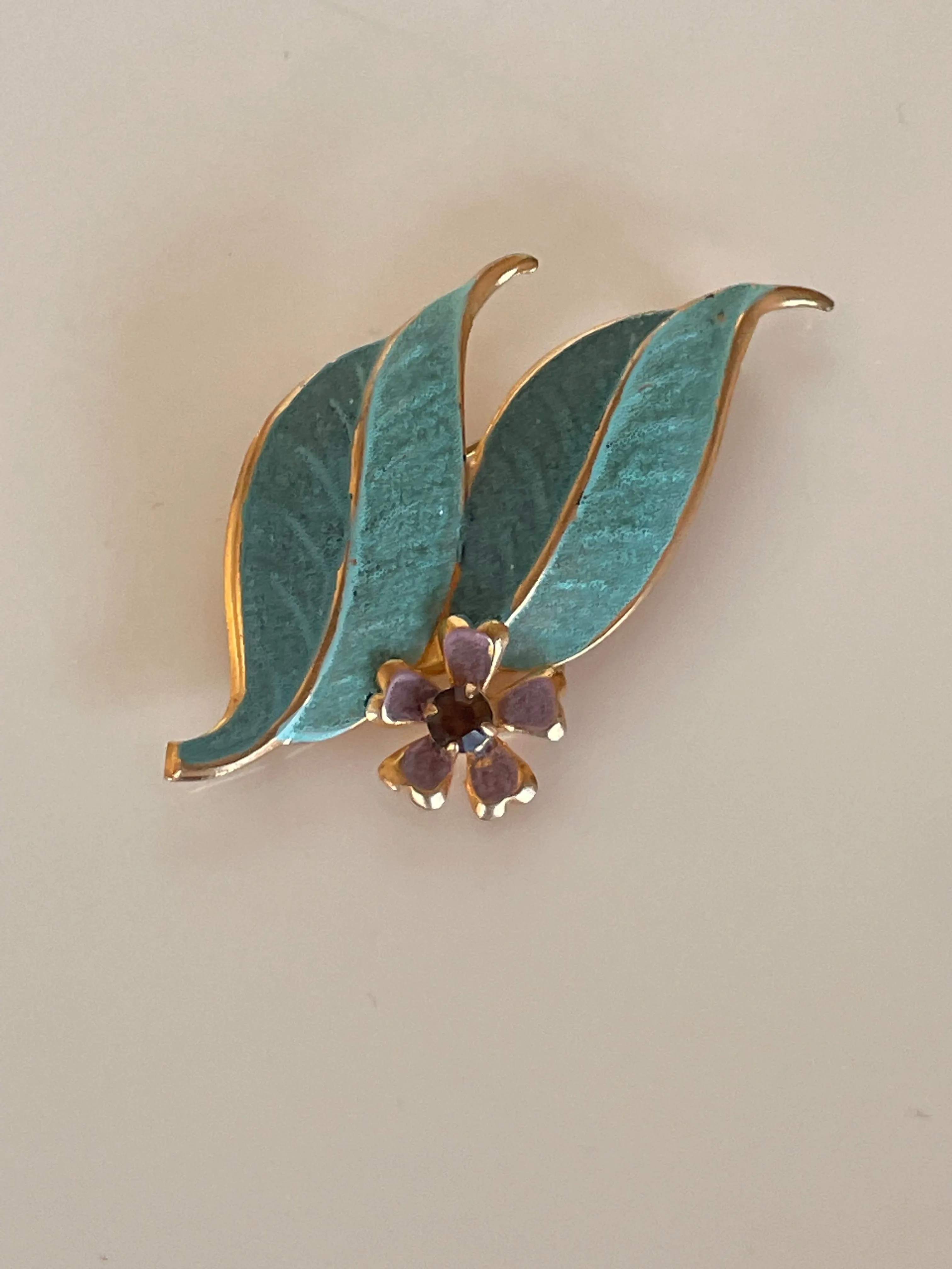 Vintage Leaf and Flower Brooch