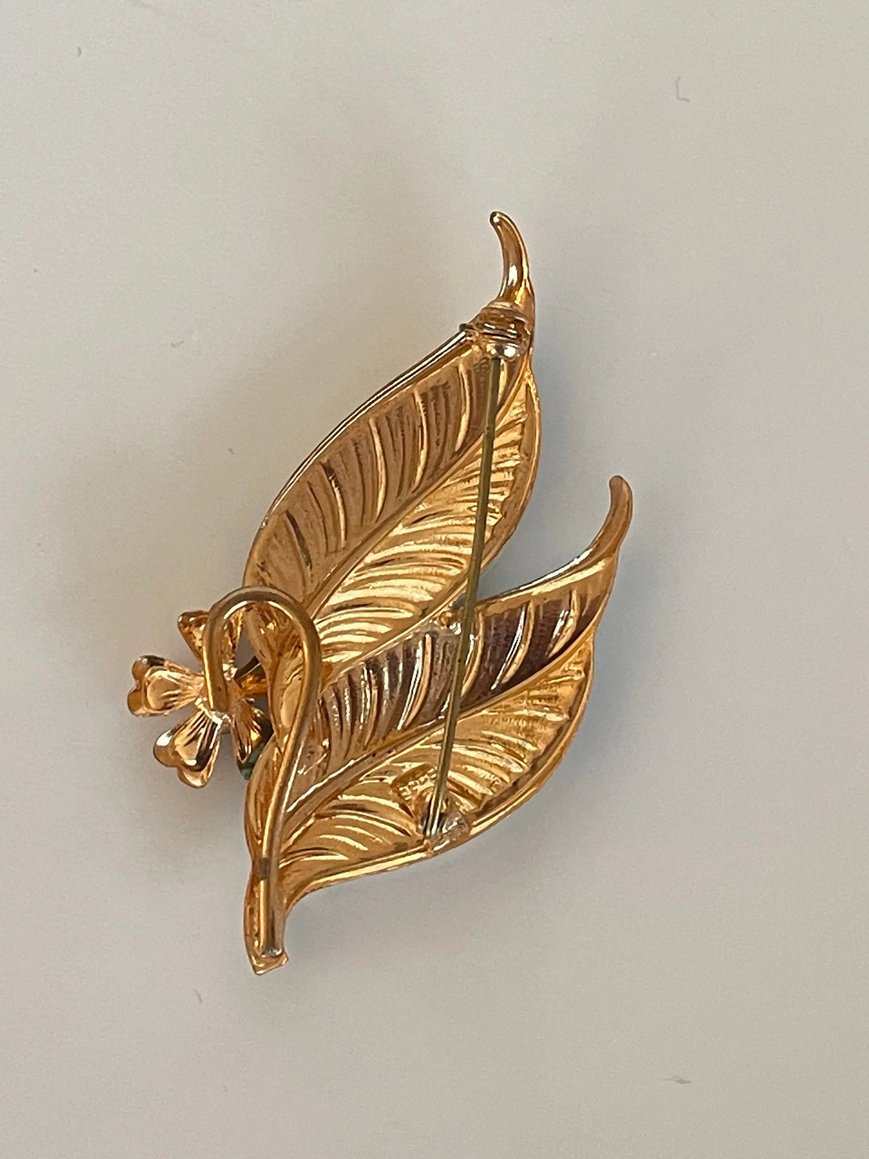 Vintage Leaf and Flower Brooch