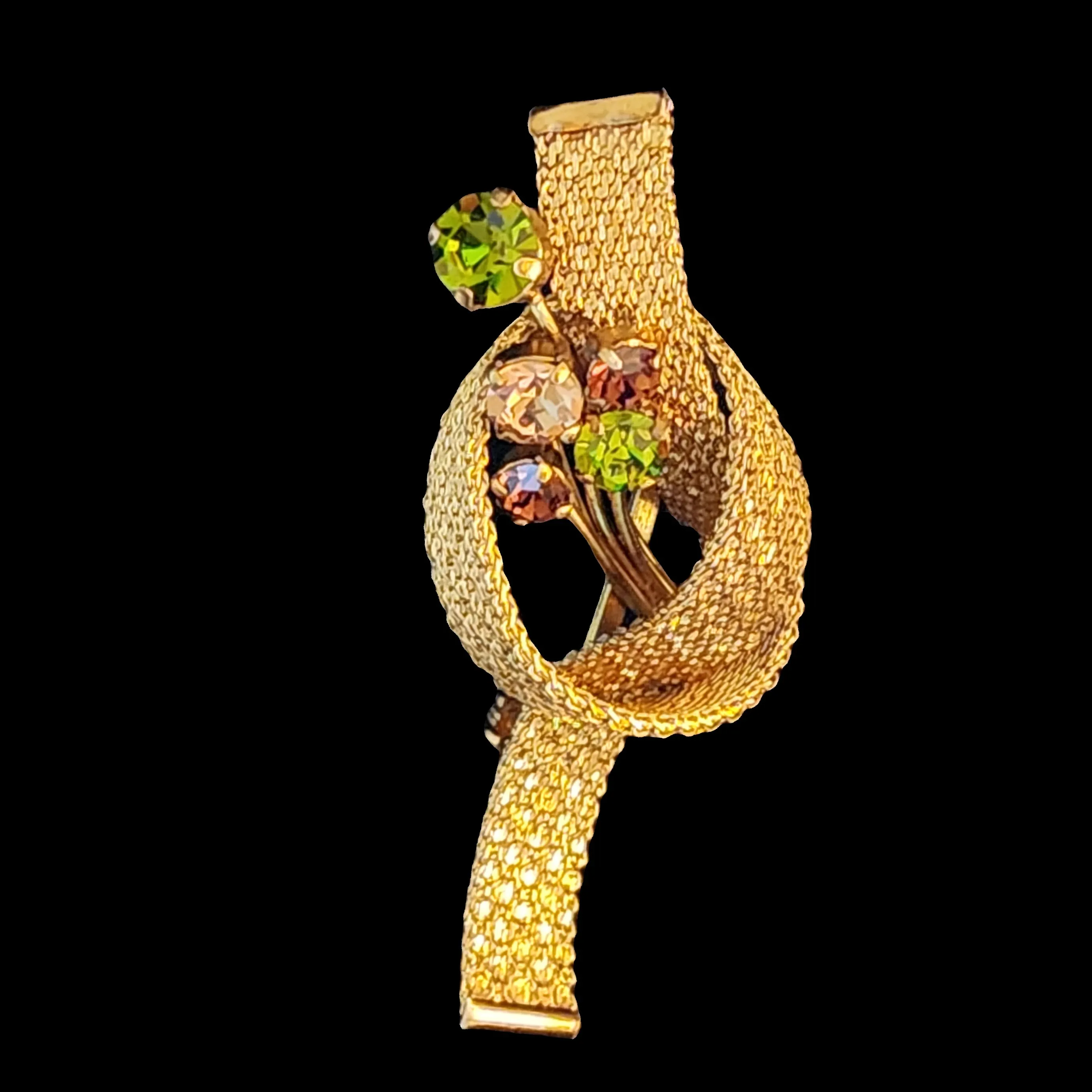Vintage Mesh Knot Rhinestone Brooch