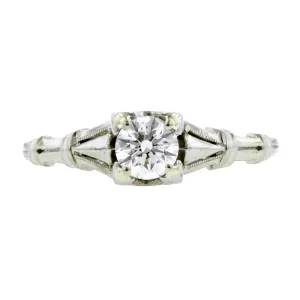 Vintage Solitaire Engagement Ring, RBC 0.42ct