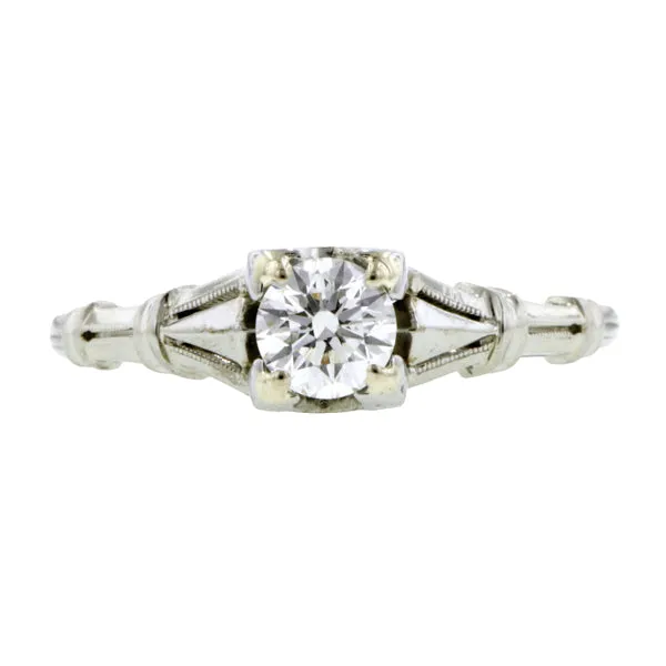 Vintage Solitaire Engagement Ring, RBC 0.42ct