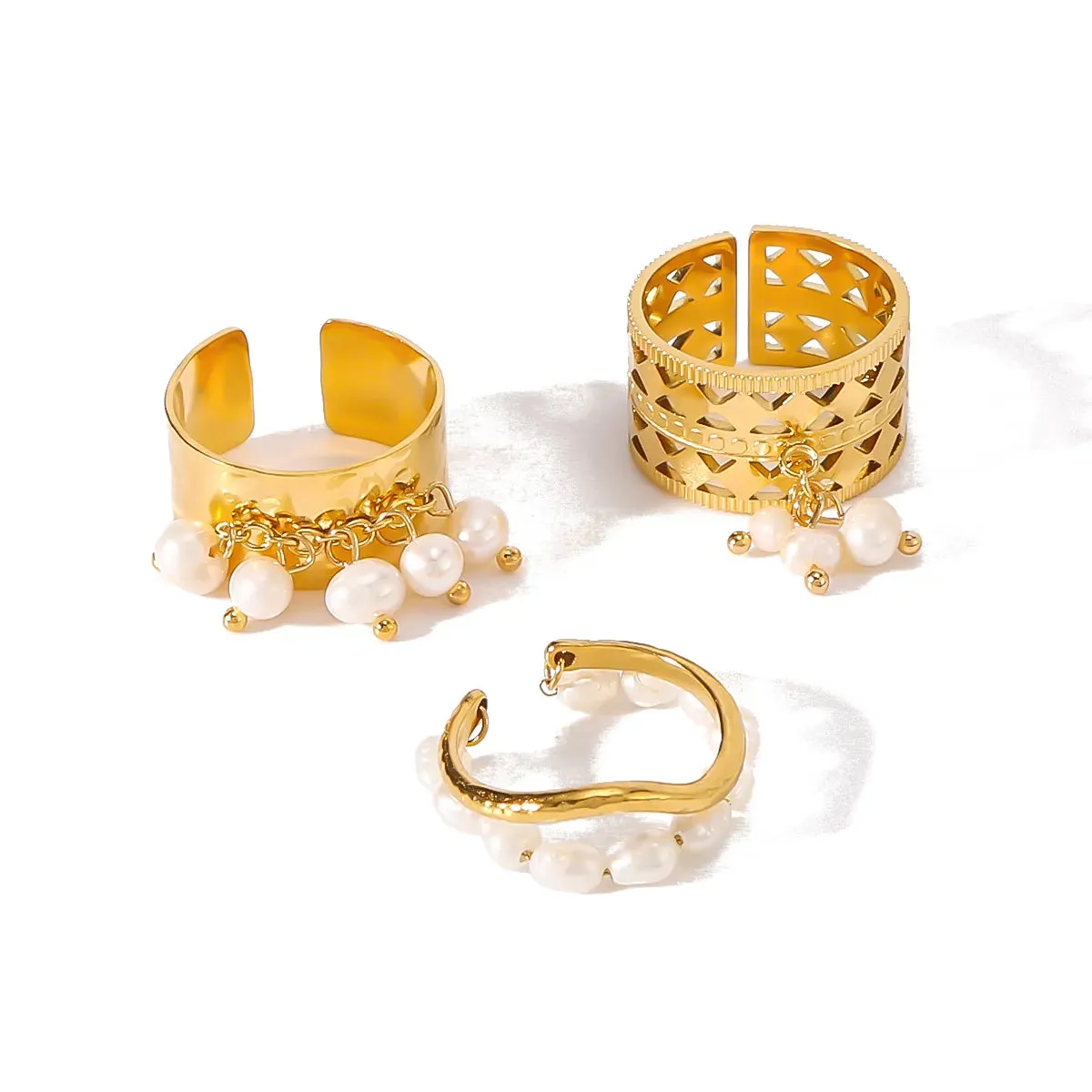 Vintage Style Simple Style Geometric 304 Stainless Steel 18K Gold Plated Open Rings