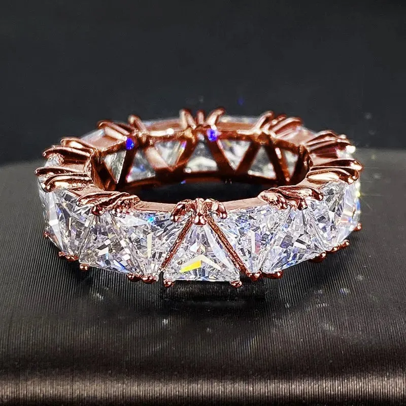 Wedding Band Promise Rings for Women Unique Triangle Cubic Zirconia Design