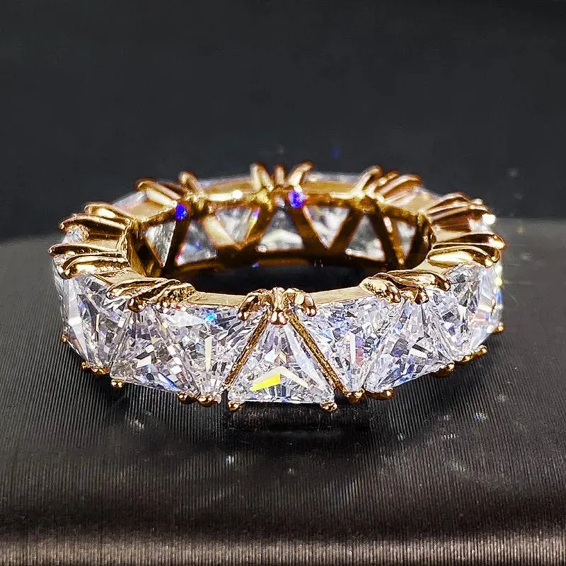 Wedding Band Promise Rings for Women Unique Triangle Cubic Zirconia Design