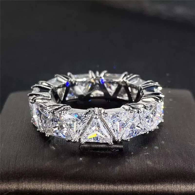 Wedding Band Promise Rings for Women Unique Triangle Cubic Zirconia Design