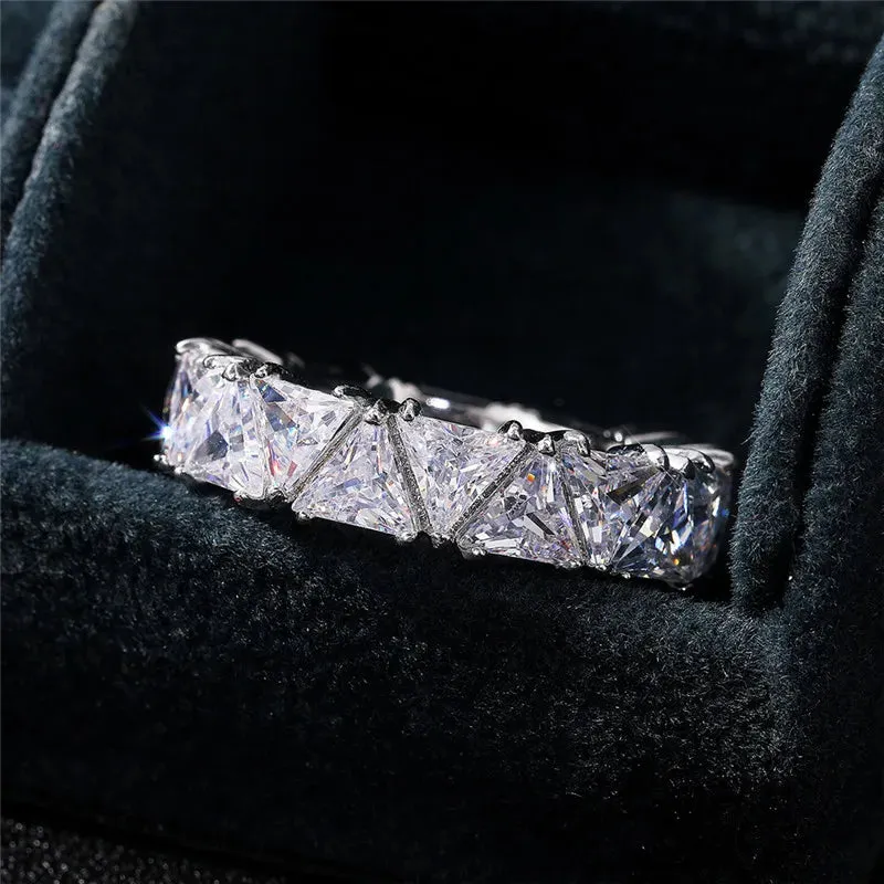 Wedding Band Promise Rings for Women Unique Triangle Cubic Zirconia Design