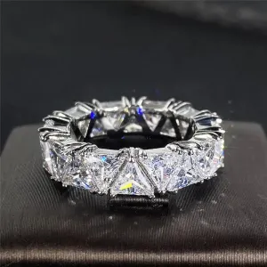 Wedding Band Promise Rings for Women Unique Triangle Cubic Zirconia Design