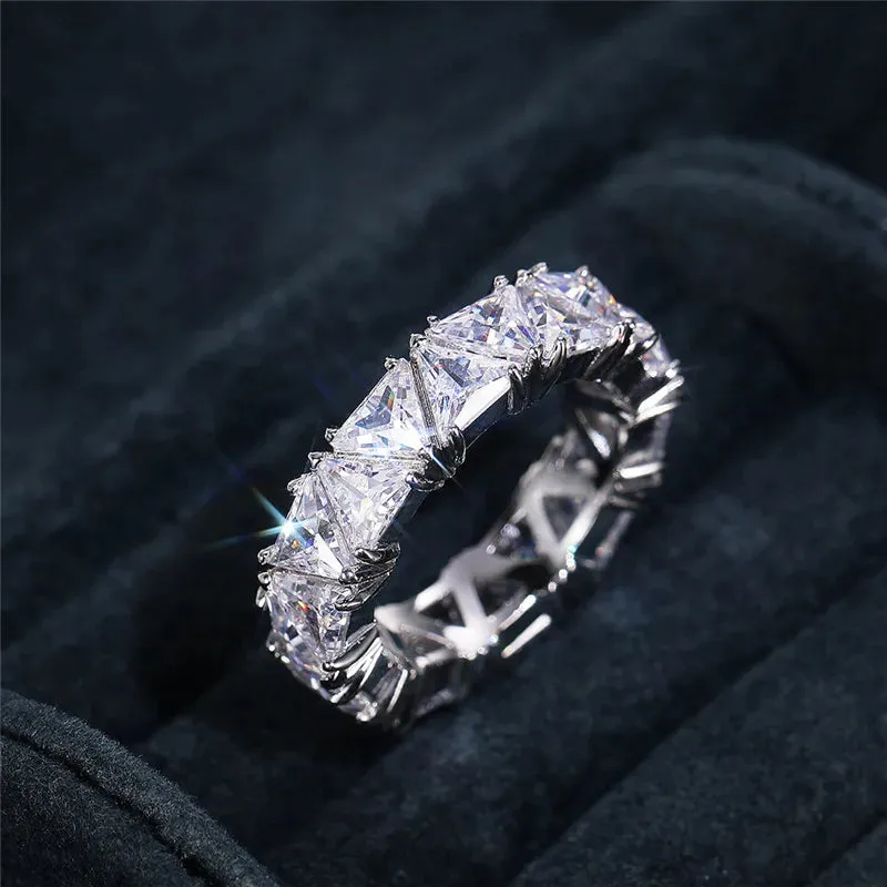 Wedding Band Promise Rings for Women Unique Triangle Cubic Zirconia Design