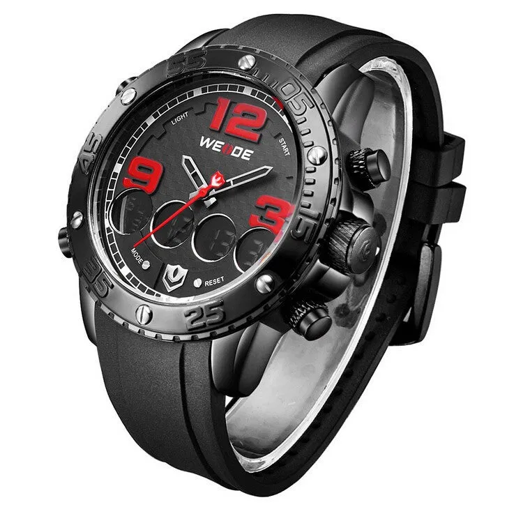 WEIDE Watches Men Luxury Brand Top Stainless Steel Wrist Band Analog Alarm Stopwatch Digital Display Fashion Mens Casual Watch