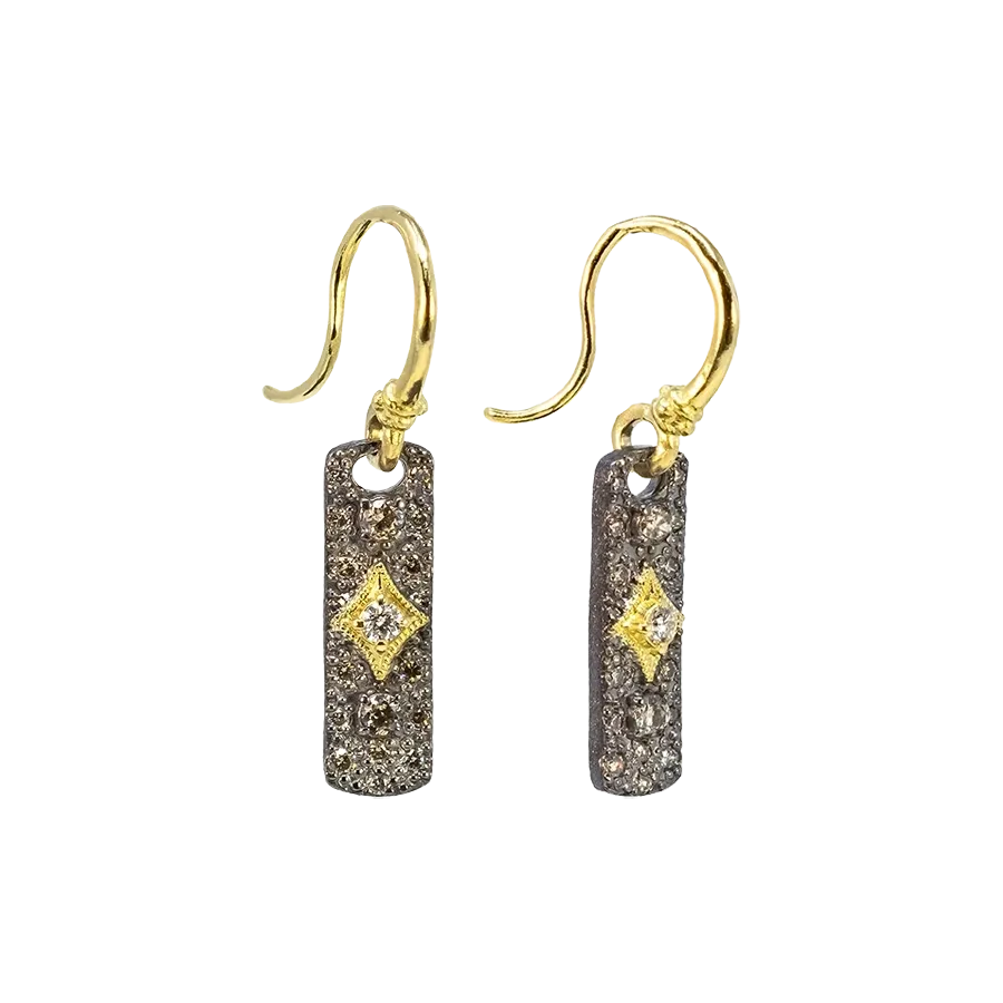 WHITE AND CHAMPAGNE DIAMONDS DROP EARRING