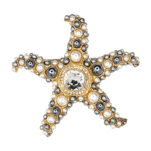White and Grey Pearl Starfish Pin