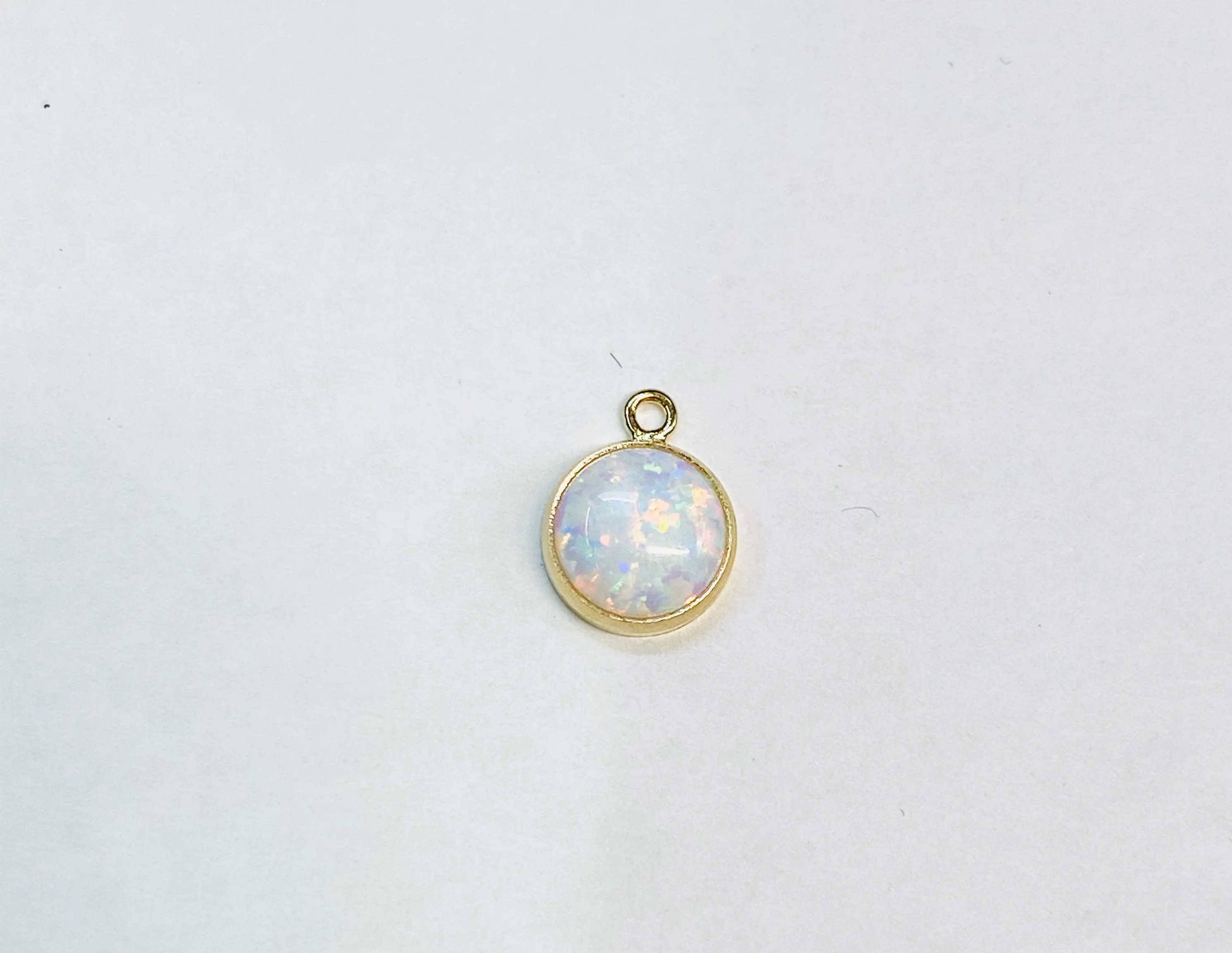 White Bello Opal Bezel Drop 14KGF