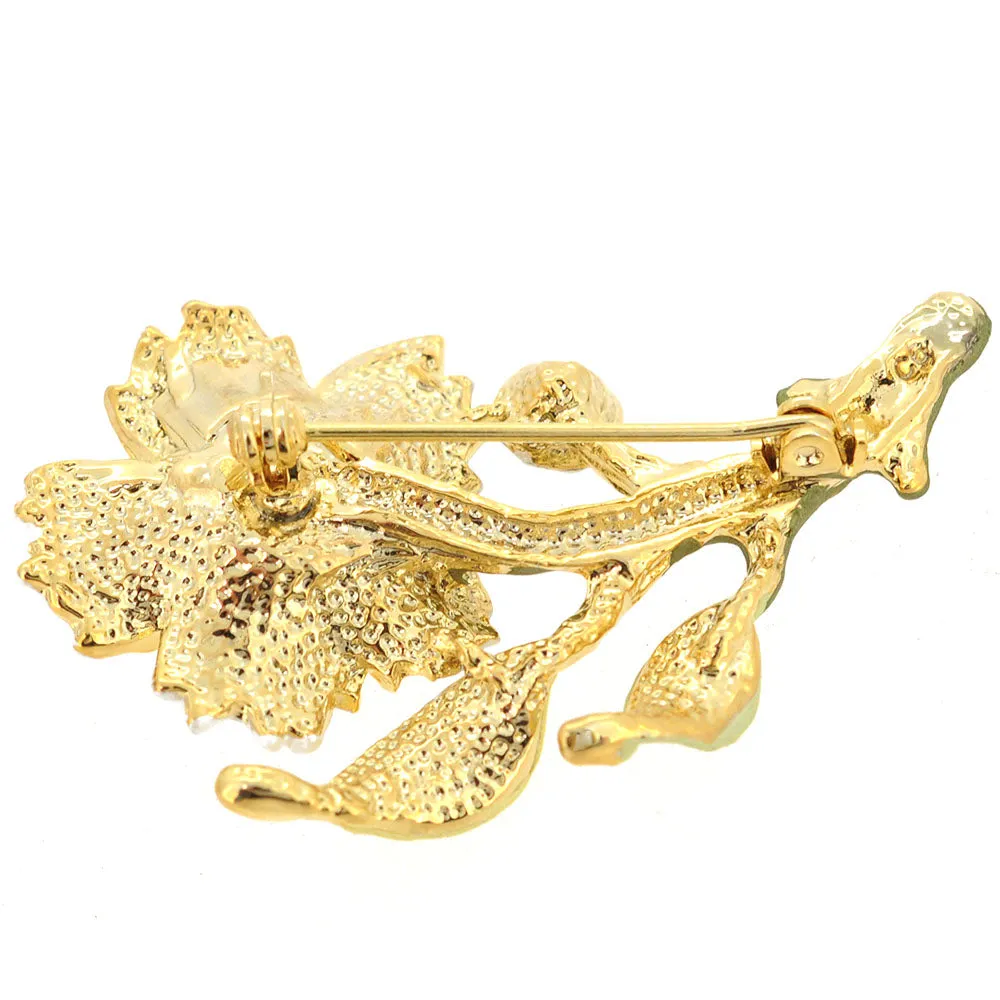 White Flower Swarovski Crystal Pin Brooch