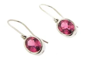 White Gold & Pink Tourmaline Earrings