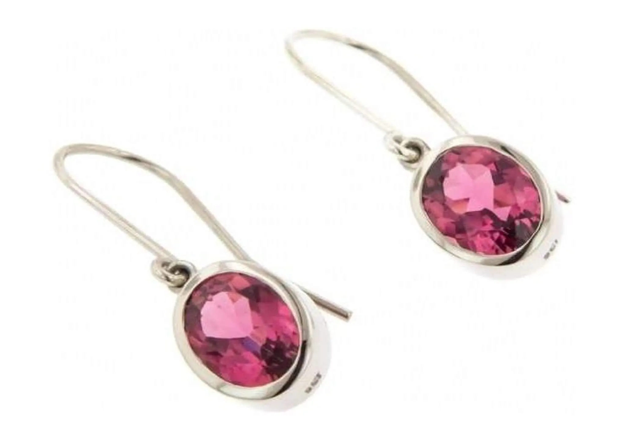 White Gold & Pink Tourmaline Earrings