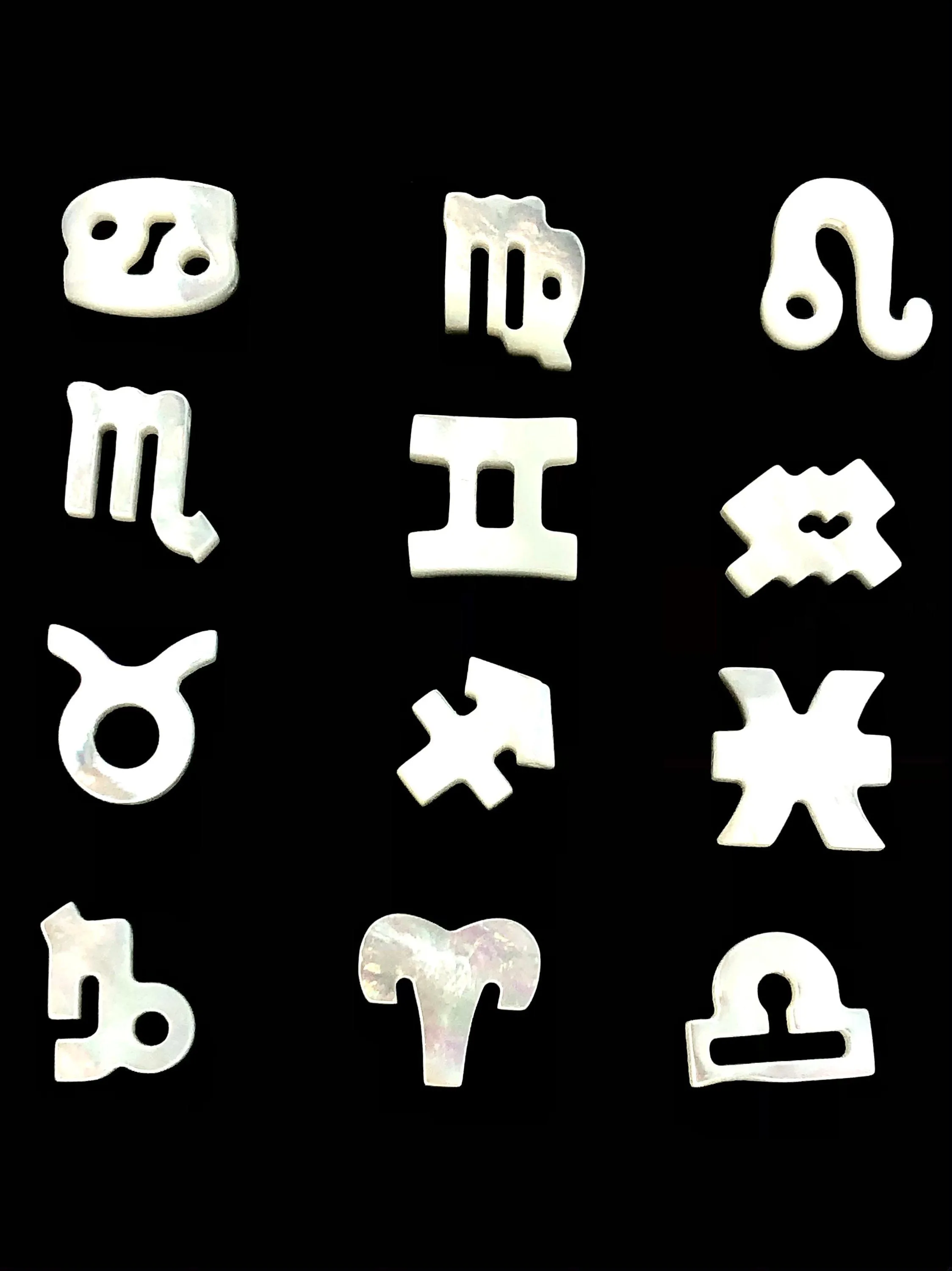 White South Sea Mother Of Pearl Horoscope Signs Sku#M231