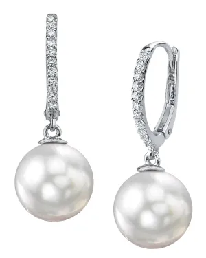 White South Sea Pearl & Diamond Metropolis Dangle Earrings