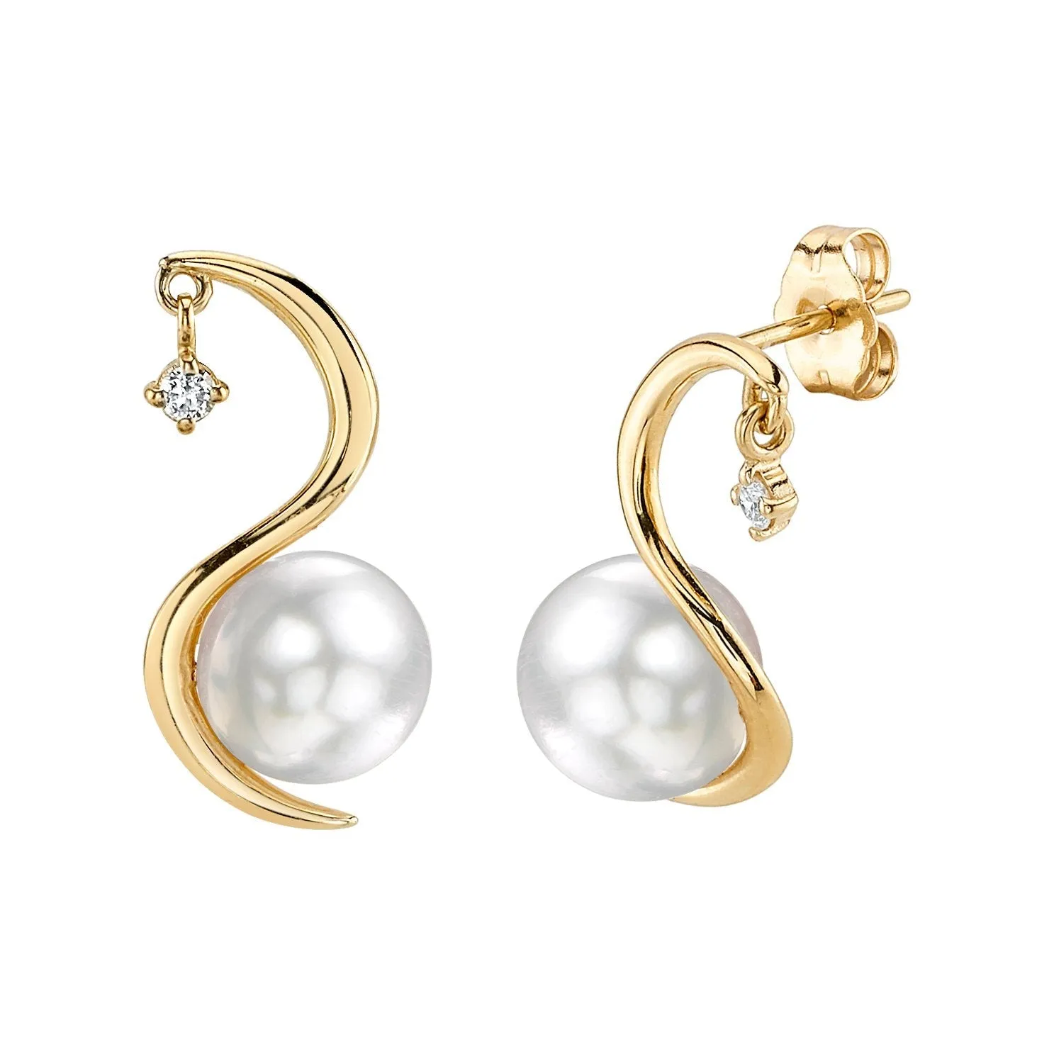 White South Sea Pearl & Diamond Nile Earrings