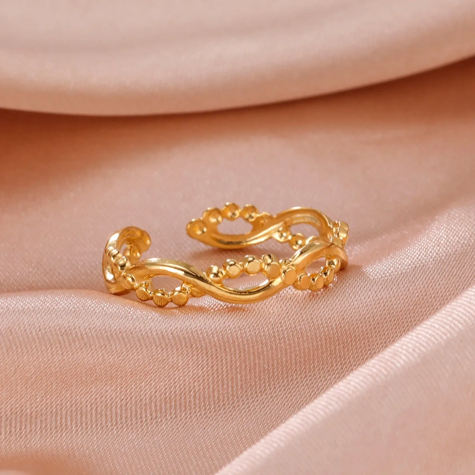 Women Rings Geometric Heart Aesthetic Adjustable Open Finger Ring Fashion Party Jewelry Gifts