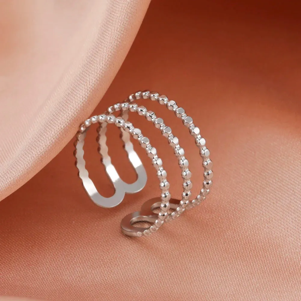 Women Rings Geometric Heart Aesthetic Adjustable Open Finger Ring Fashion Party Jewelry Gifts